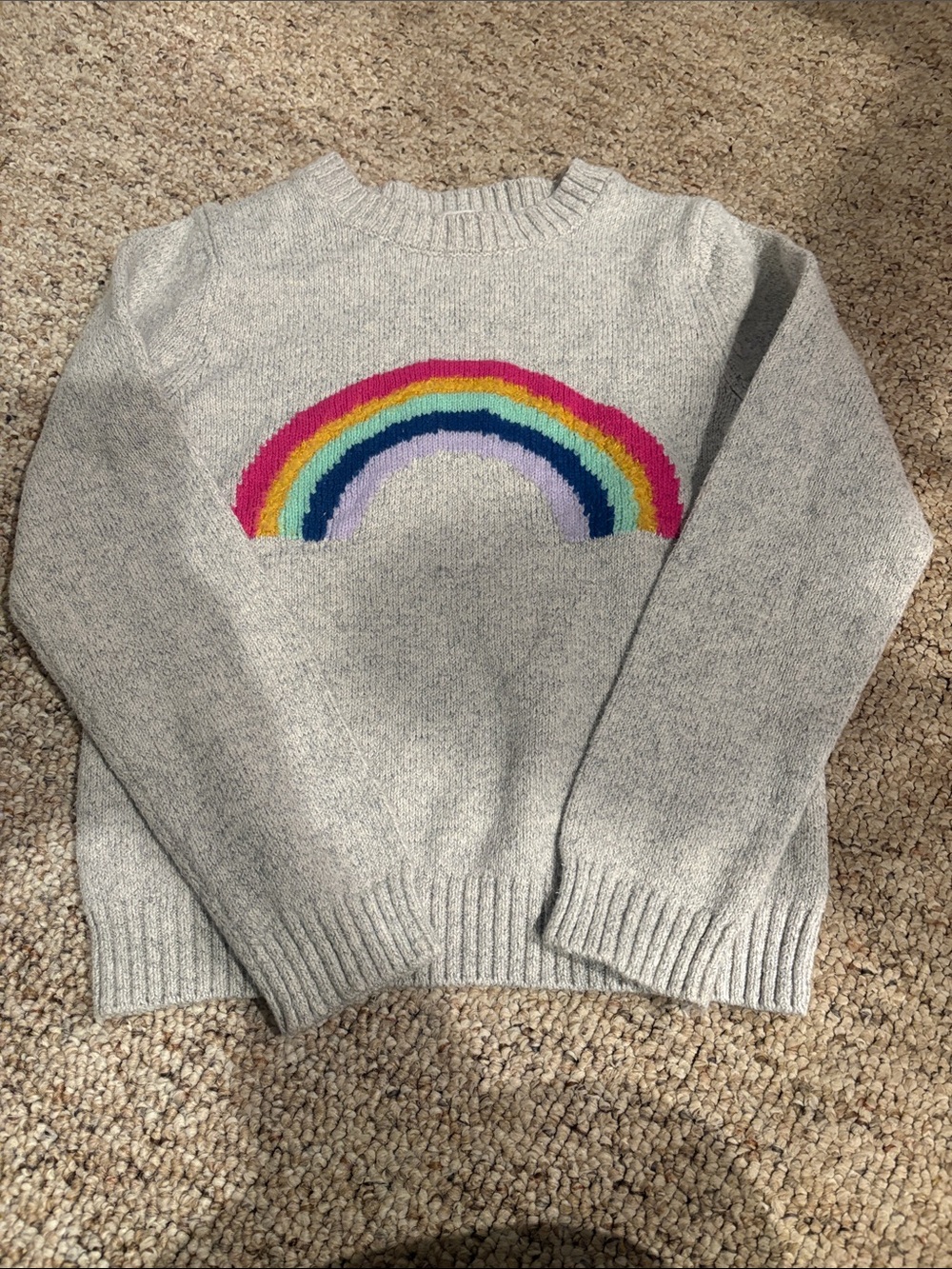 Cat & Jack Light Gray Sweater with Rainbow